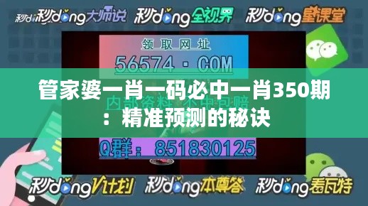 管家婆一肖一码必中一肖350期：精准预测的秘诀