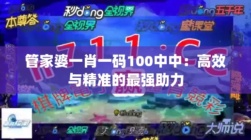 管家婆一肖一码100中中：高效与精准的最强助力