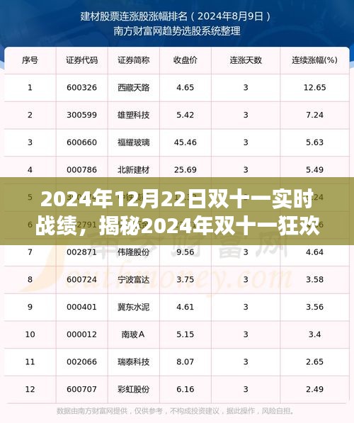 揭秘2024年双十一狂欢盛宴，12月22日实时战绩火热出炉，购物狂欢节回顾与展望