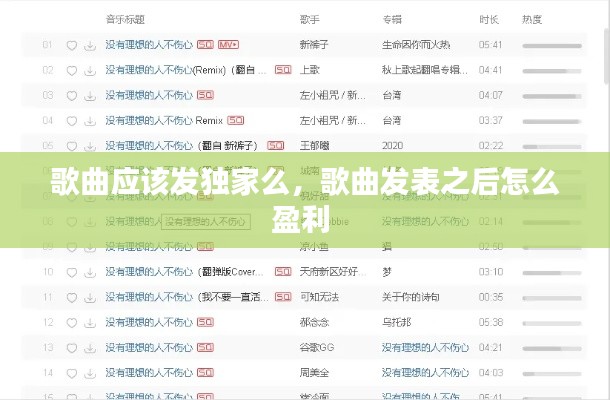 歌曲应该发独家么，歌曲发表之后怎么盈利 