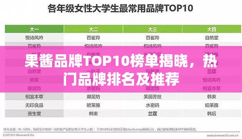 果酱品牌TOP10榜单揭晓，热门品牌排名及推荐