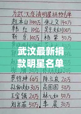 武汶最新捐款明星名单揭晓