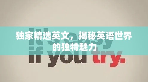 独家精选英文，揭秘英语世界的独特魅力