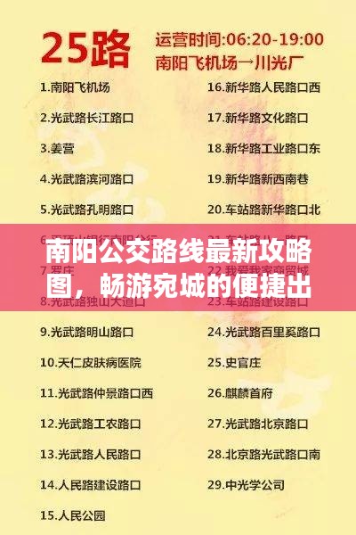 南阳公交路线最新攻略图，畅游宛城的便捷出行指南