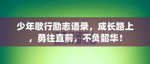 少年歌行励志语录，成长路上，勇往直前，不负韶华！