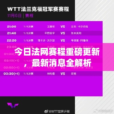 今日法网赛程重磅更新，最新消息全解析