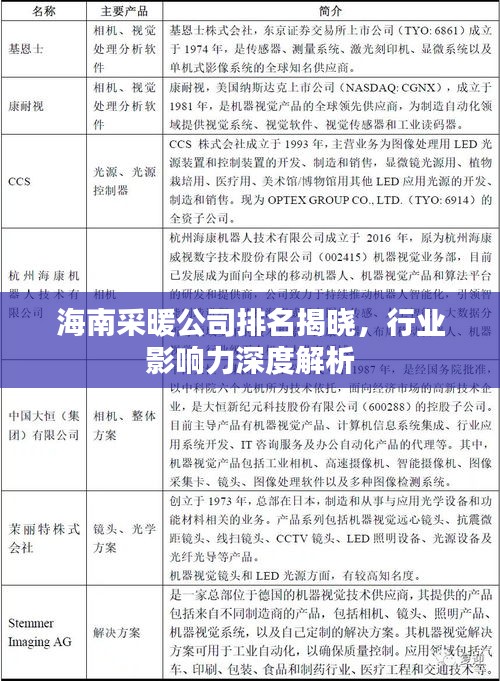 海南采暖公司排名揭晓，行业影响力深度解析
